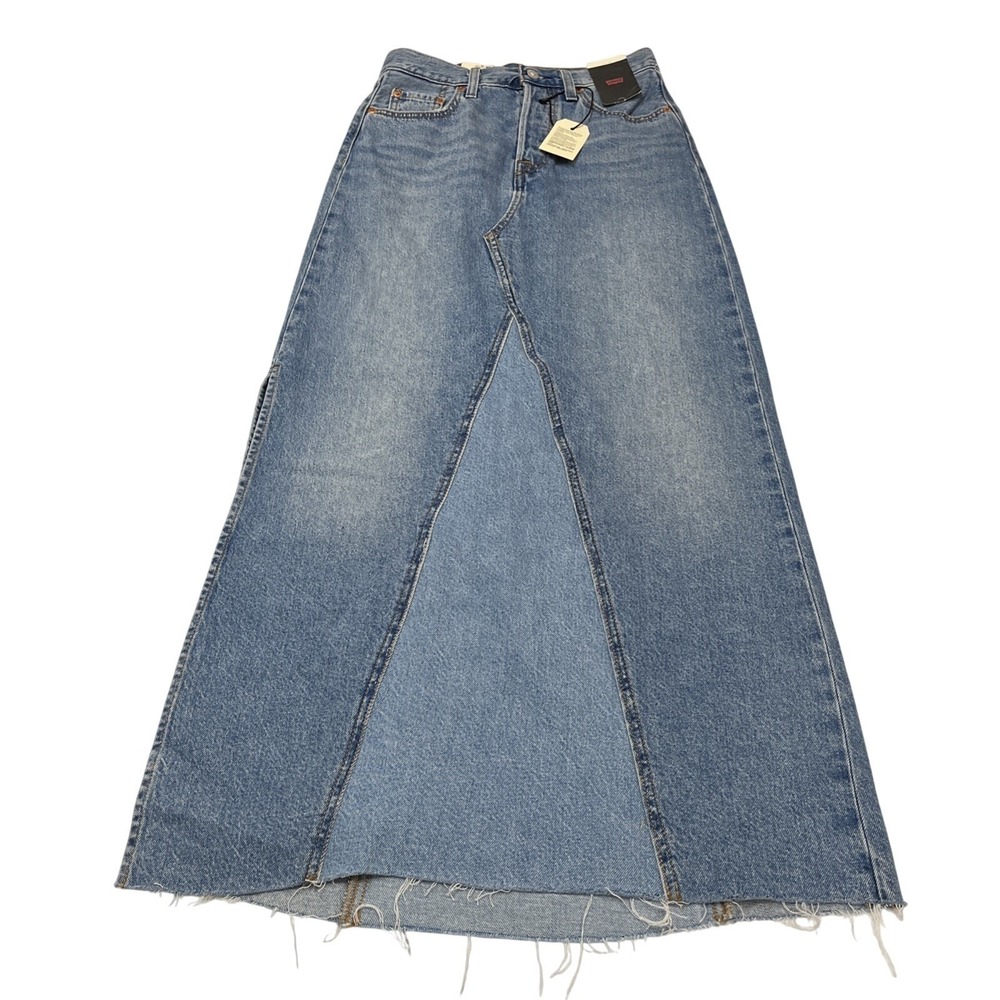 Levis Icon Denim Skirt A Line Button Fly Maxi Womens 24 Western Casual Cowgirl